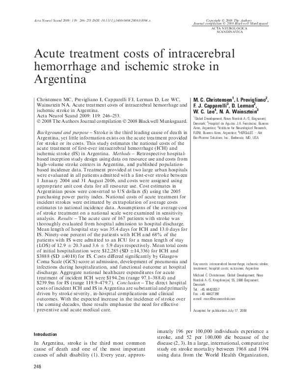 (PDF) Acute treatment costs of intracerebral hemorrhage and ischemic ...