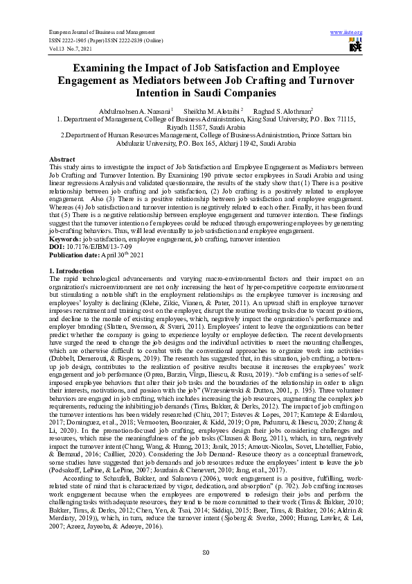 (PDF) Examining the Impact of Job Satisfaction and Employee Engagement ...