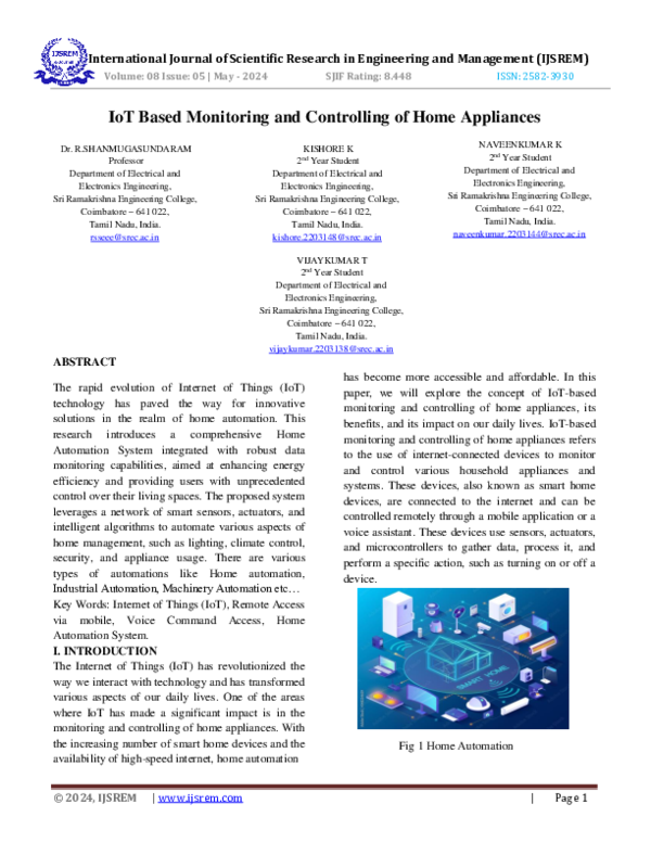 (PDF) IoT Based Monitoring and Controlling of Home Appliances