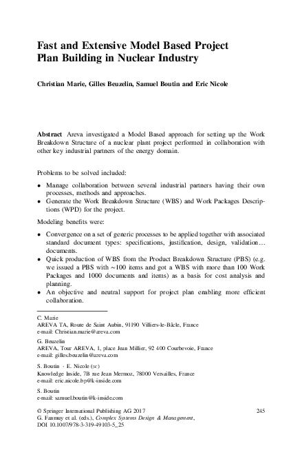 (PDF) Fast and Extensive Model Based Project Plan Building in Nuclear ...