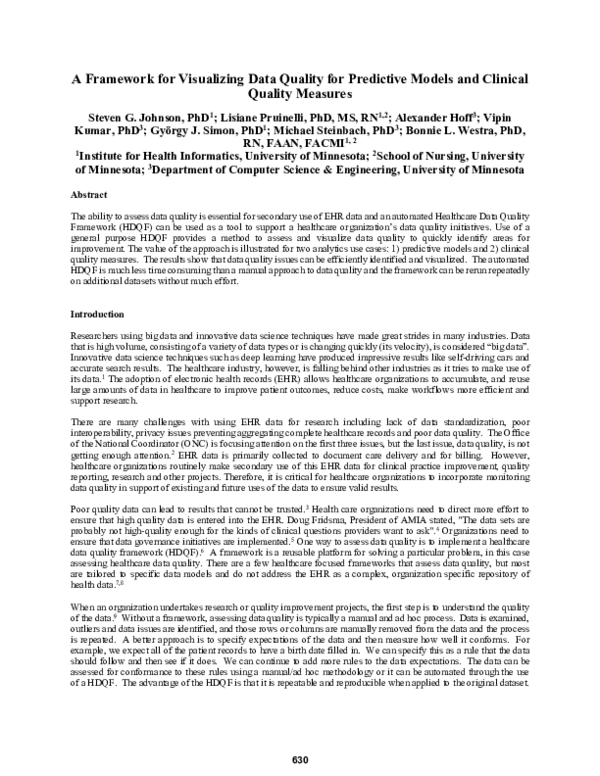 (PDF) A Framework for Visualizing Data Quality for Predictive Models ...