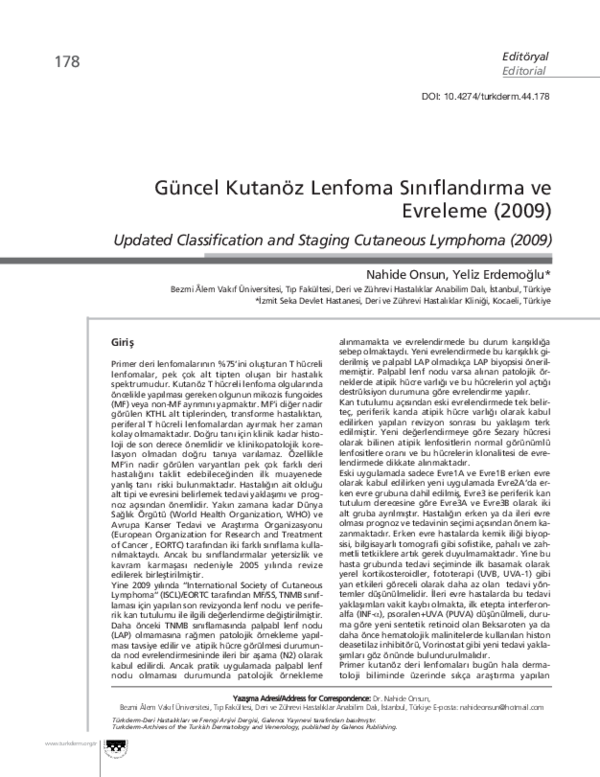 View of (PDF) Updated Classification and Staging Cutaneous Lymphoma (2009 ...