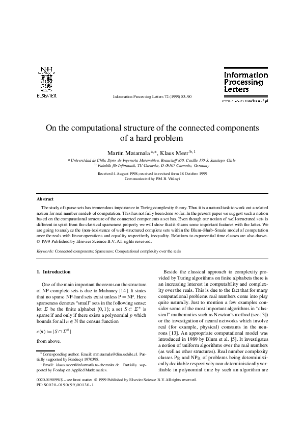 (PDF) On the computational structure of the connected components of a ...