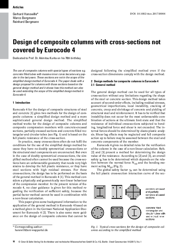 (PDF) Design of composite columns with cross-sections not covered by ...