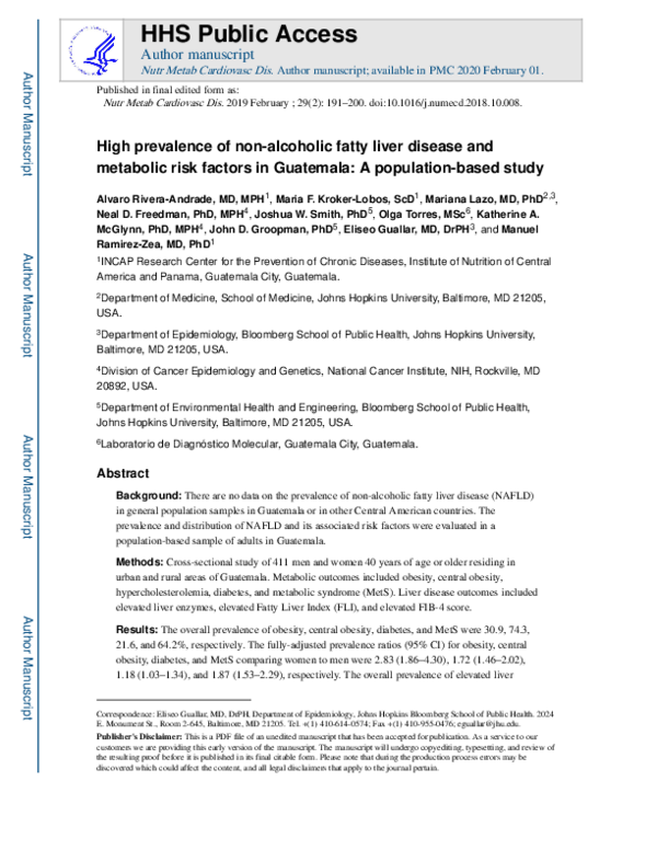 (PDF) High prevalence of non-alcoholic fatty liver disease and ...