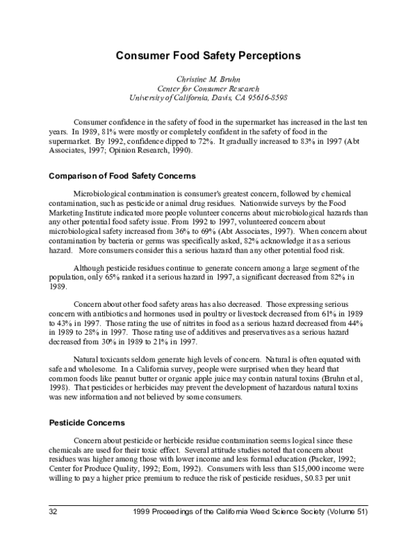 (PDF) Consumer Food Safety Perceptions