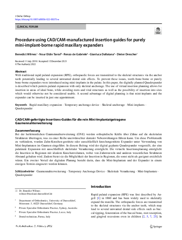 (PDF) Procedure using CAD/CAM-manufactured insertion guides for purely ...