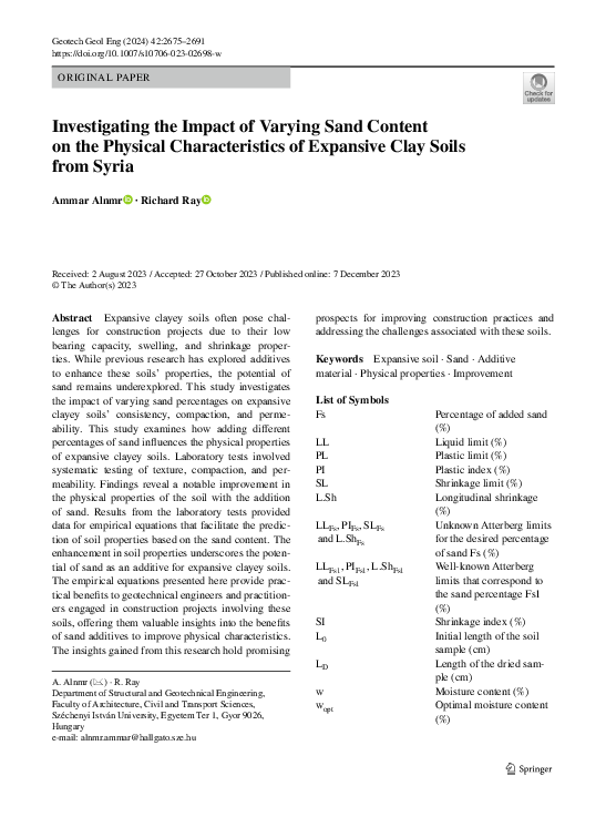 (PDF) Investigating the Impact of Varying Sand Content on the Physical ...