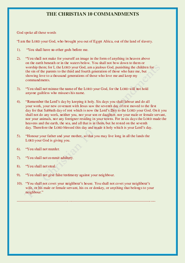 (PDF) The Christian Ten Commandments - Upgraded/Modified.