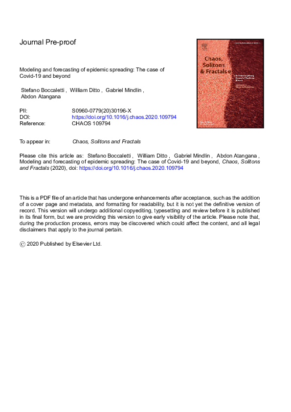(PDF) Modeling and forecasting of epidemic spreading: The case of Covid ...