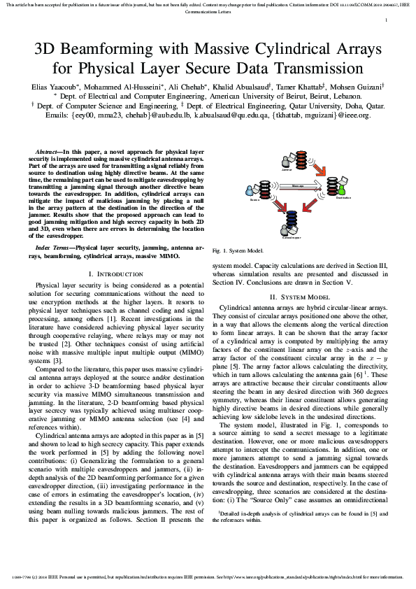 (PDF) 3D Beamforming With Massive Cylindrical Arrays for Physical Layer ...