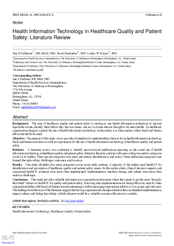 (PDF) Health Information Technology in Healthcare Quality and Patient ...