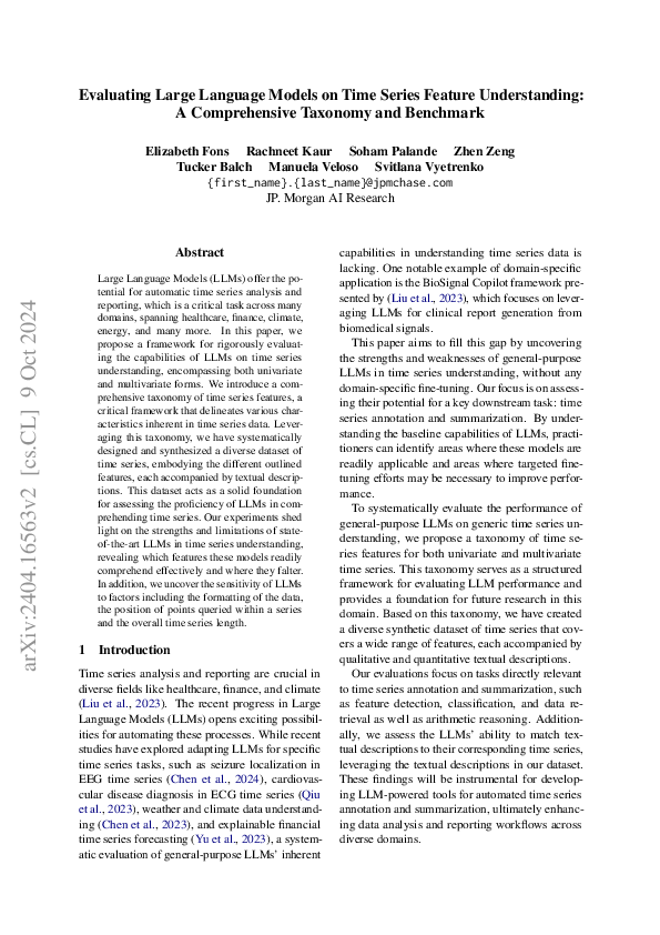 (PDF) Evaluating Large Language Models on Time Series Feature ...
