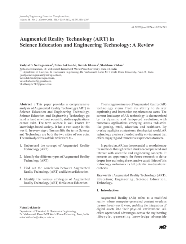 (PDF) Augmented Reality Technology (ART) in Science Education and ...