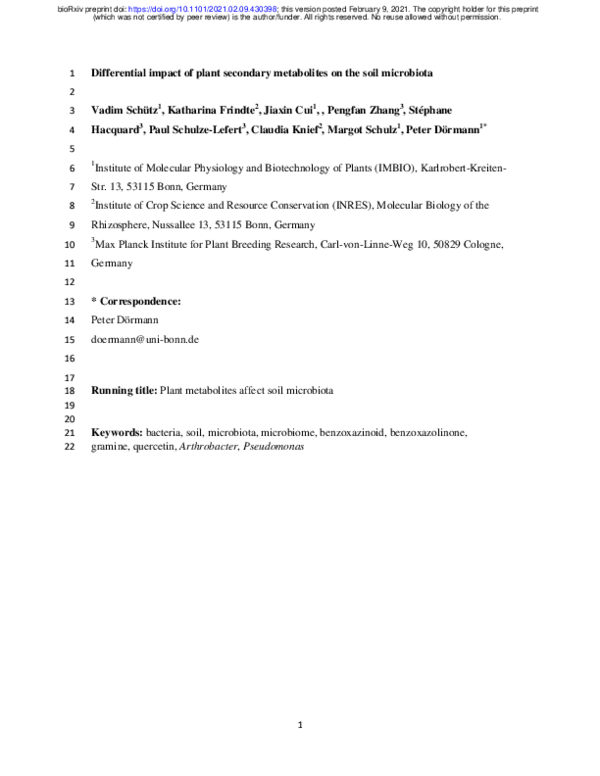 (PDF) Differential impact of plant secondary metabolites on the soil ...