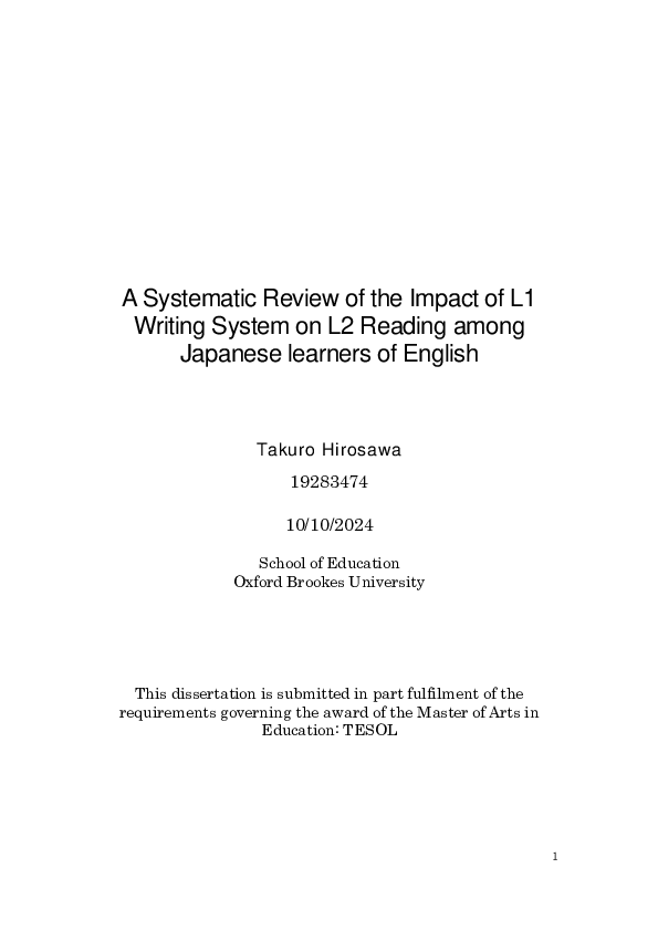 (PDF) A Systematic Review of the Impact of L1 Writing System on L2 ...