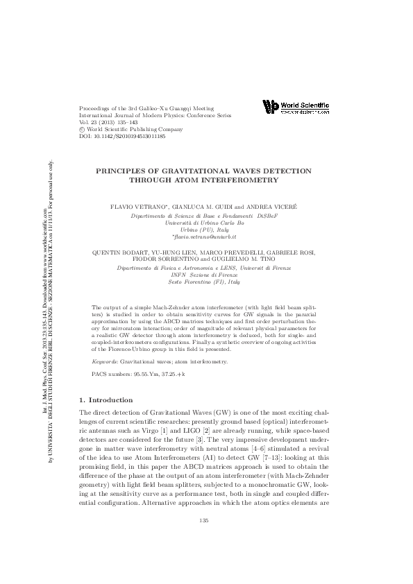 (PDF) Principles of Gravitational Waves Detection Through Atom ...