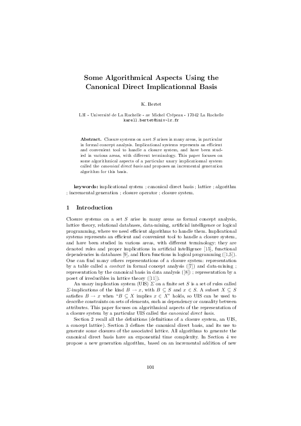 (PDF) Some algorithmical aspects using the canonical direct ...