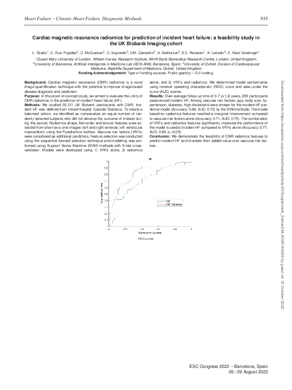(PDF) Cardiac magnetic resonance radiomics for prediction of incident ...
