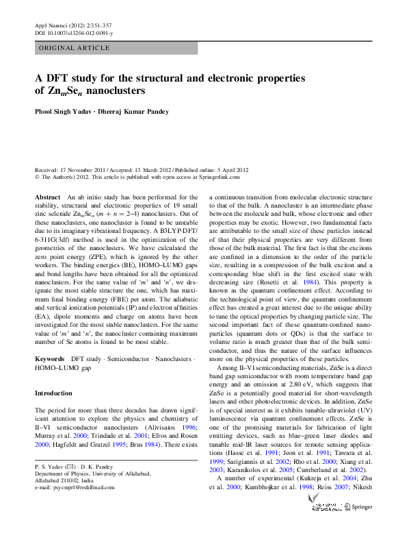 (PDF) A DFT Study for the Structural and Electronic Properties of ...