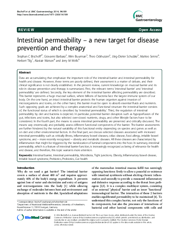 (PDF) Intestinal permeability – a new target for disease prevention and ...