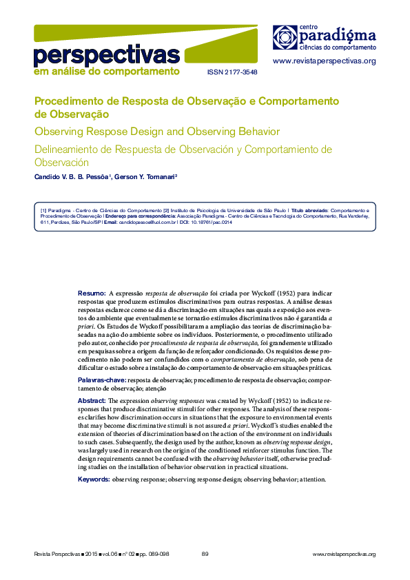 (PDF) Observing Respose Design and Observing Behavior