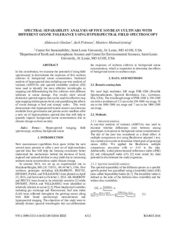 (PDF) Spectral separability analysis of five soybean cultivars with ...