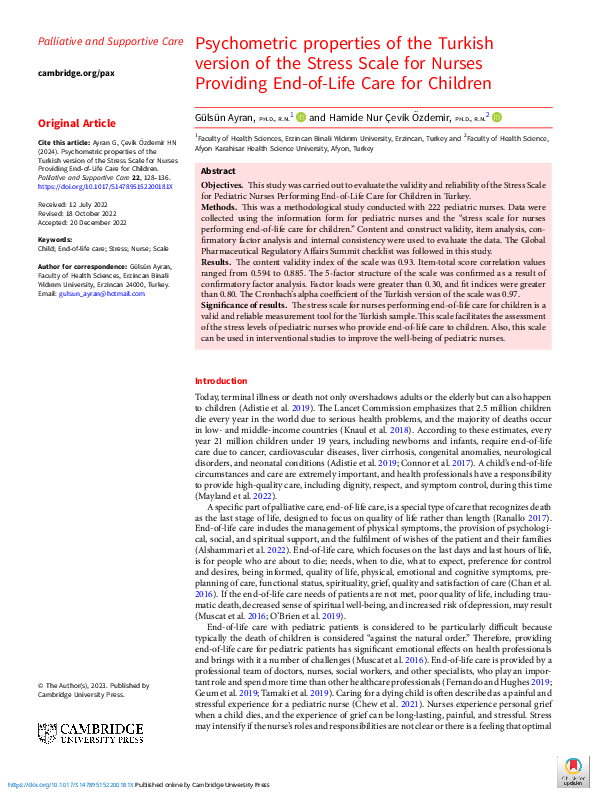 (PDF) Psychometric properties of the Turkish version of the Stress ...