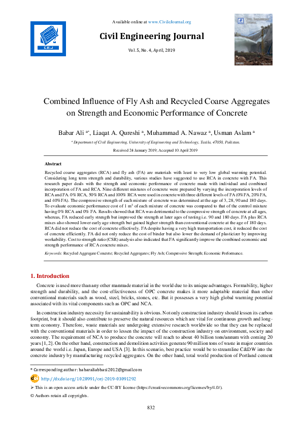 (PDF) Combined Influence of Fly Ash and Recycled Coarse Aggregates on ...