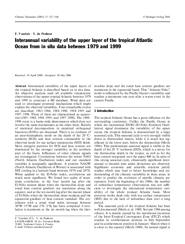 (PDF) Interannual variability of the upper layer of the tropical ...
