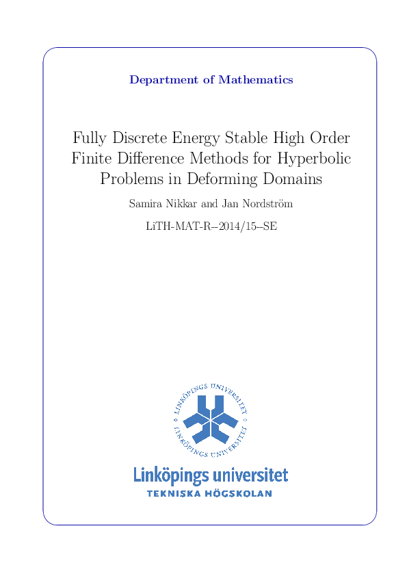 (PDF) Fully Discrete Energy Stable High Order Finite Difference Methods ...