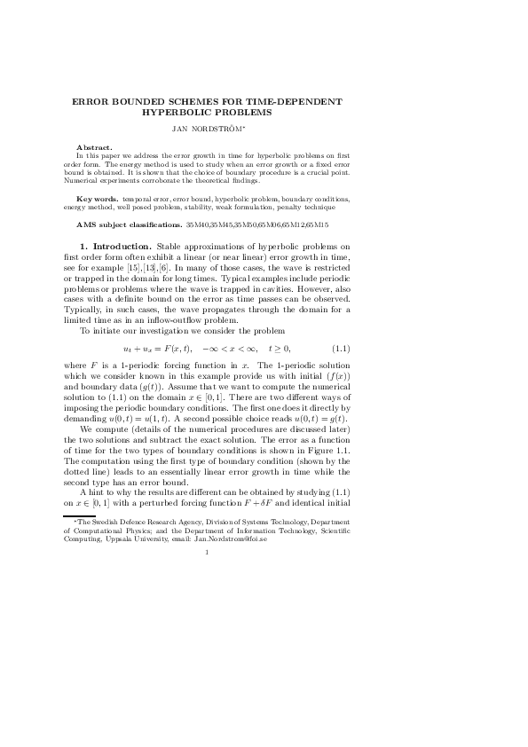 (PDF) Error Bounded Schemes for Time-dependent Hyperbolic Problems