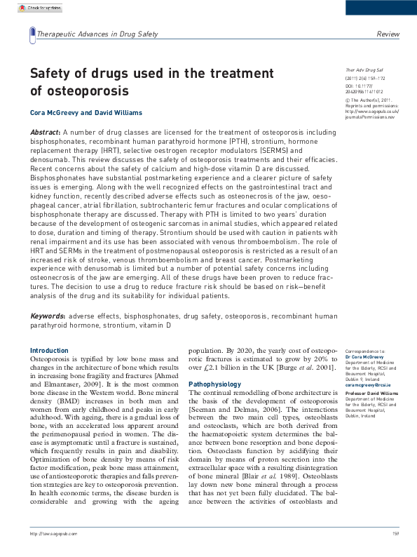 (PDF) Safety of drugs used in the treatment of osteoporosis