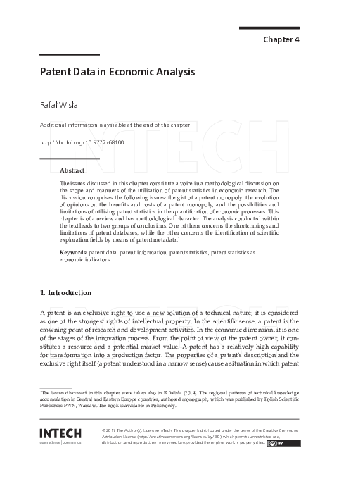 (PDF) Patent Data in Economic Analysis