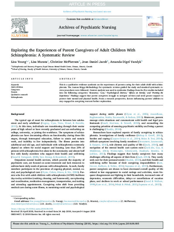 (PDF) Exploring the Experiences of Parent Caregivers of Adult Children ...