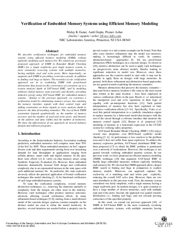 (PDF) Verification of Embedded Memory Systems using Efficient Memory ...