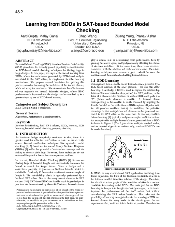 (PDF) Learning from BDDs in SAT-based bounded model checking