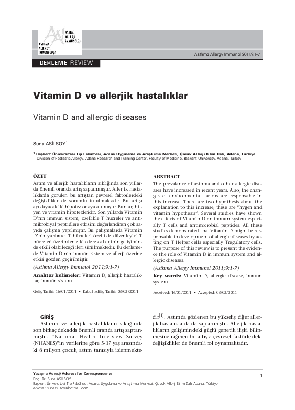 (PDF) Vitamin D and allergic diseases — free download