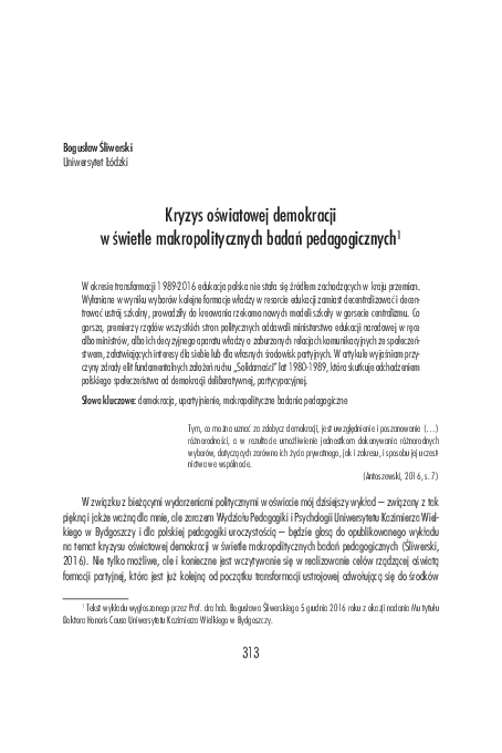 (PDF) Kryzys oświatowej demokracji w świetle makropolitycznych badań