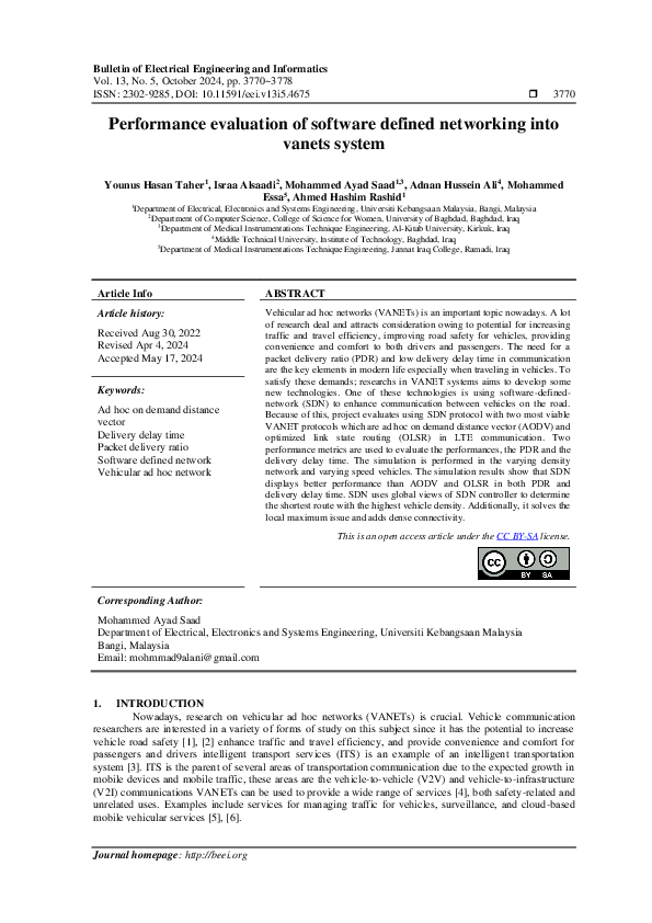 (PDF) Performance evaluation of software defined networking into vanets ...