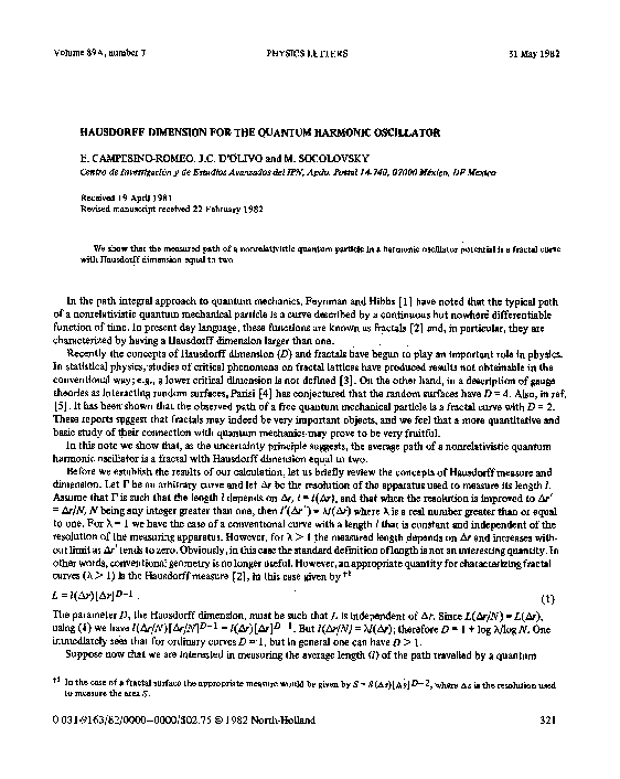(PDF) Hausdorff dimension for the quantum harmonic oscillator | Miguel ...