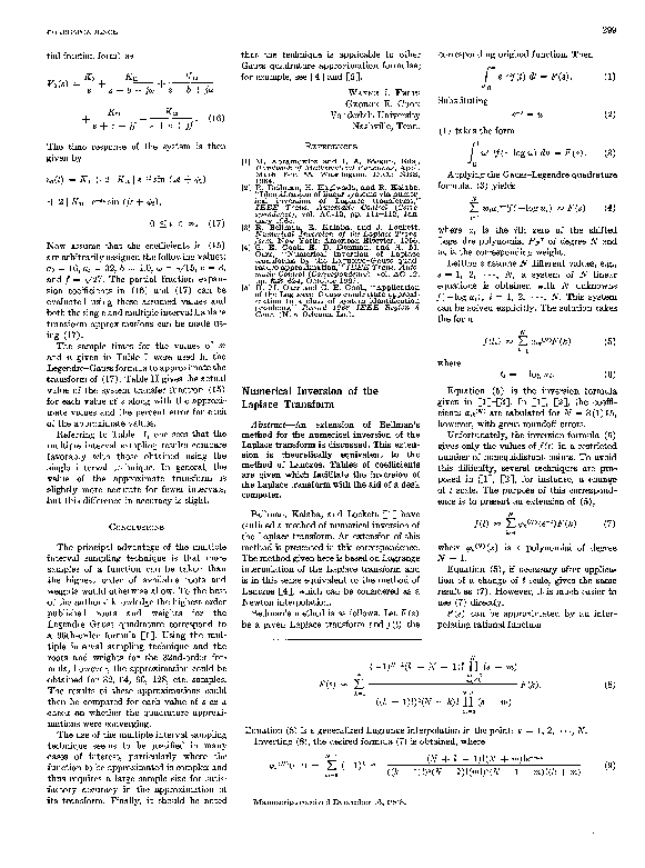 (PDF) Numerical inversion of the Laplace transform