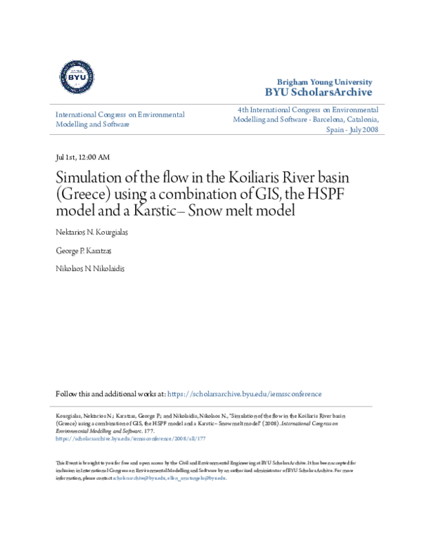 (PDF) Simulation of the flow in the Koiliaris River basin (Greece ...