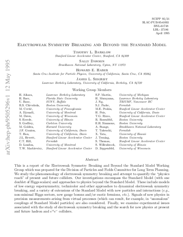 (PDF) Electroweak Symmetry Breaking and Beyond the Standard Model