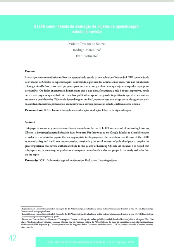 (PDF) O Lori Como Método De Avaliação De Objetos De Aprendizagem ...