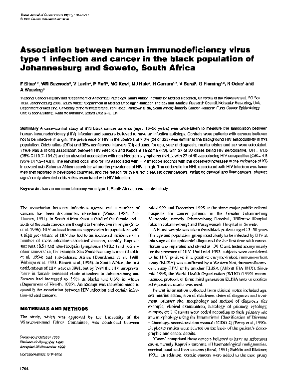 (PDF) Association between human immunodeficiency virus type 1 infection ...