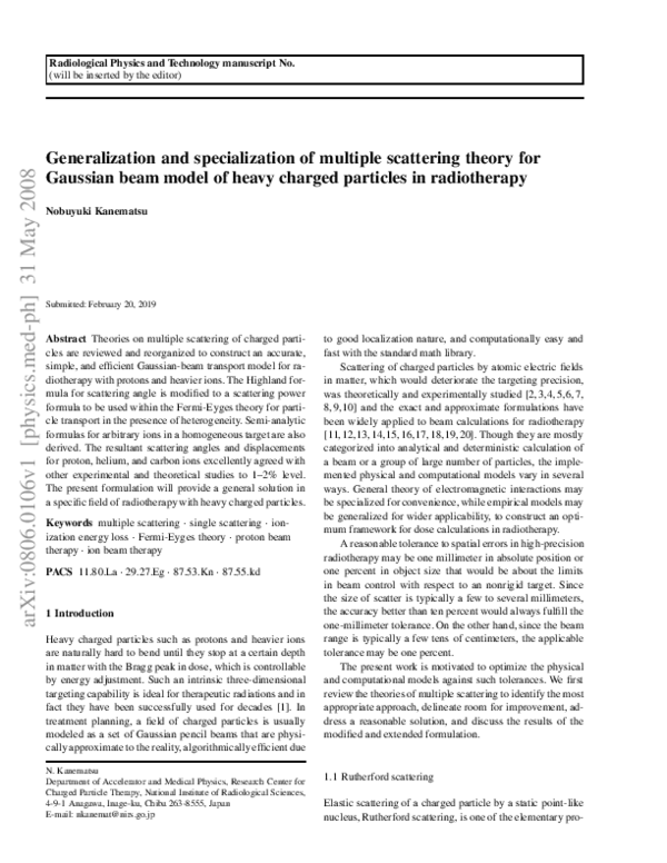 (PDF) Generalization and specialization of multiple scattering theory ...
