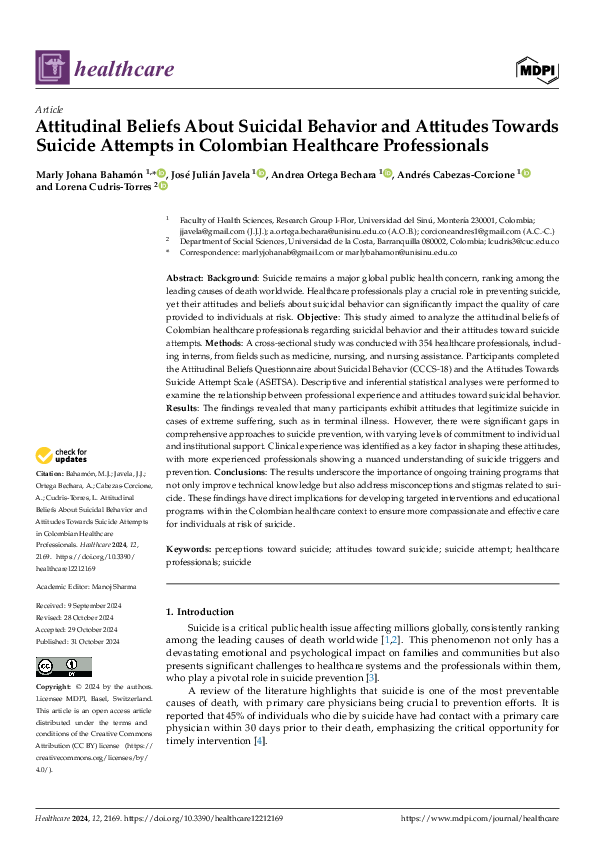 (PDF) Attitudinal Beliefs About Suicidal Behavior and Attitudes Towards ...