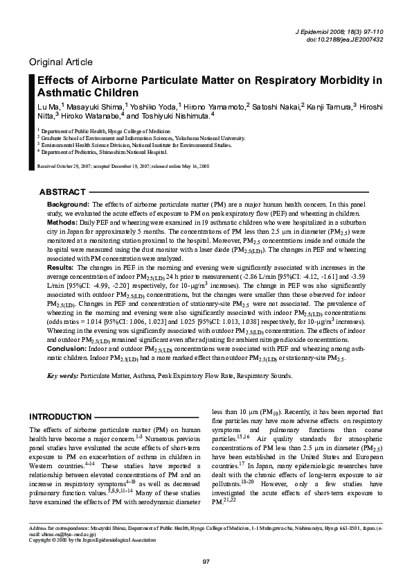 (PDF) Effects of airborne particulate matter on respiratory morbidity ...