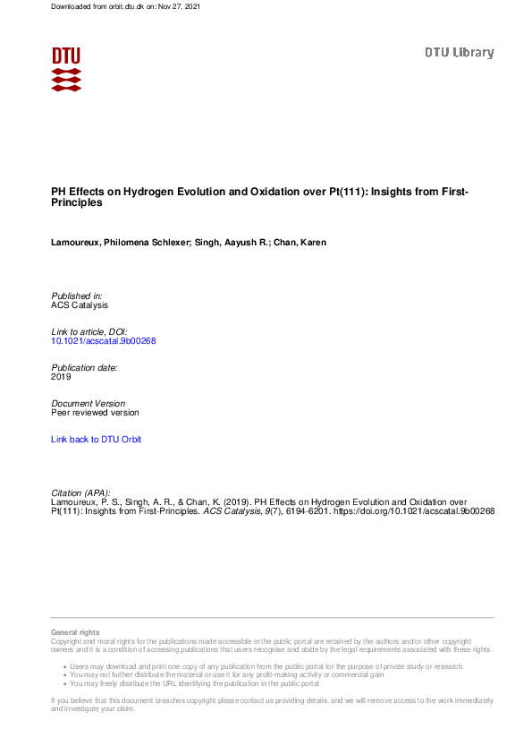 (PDF) pH Effects on Hydrogen Evolution and Oxidation over Pt(111 ...